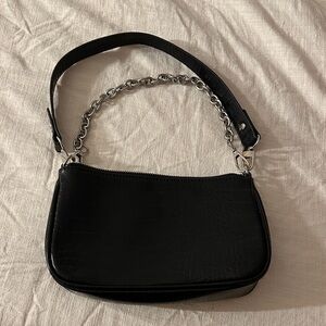 Urban Outfitters Black Croc-Embossed Shoulder Bag